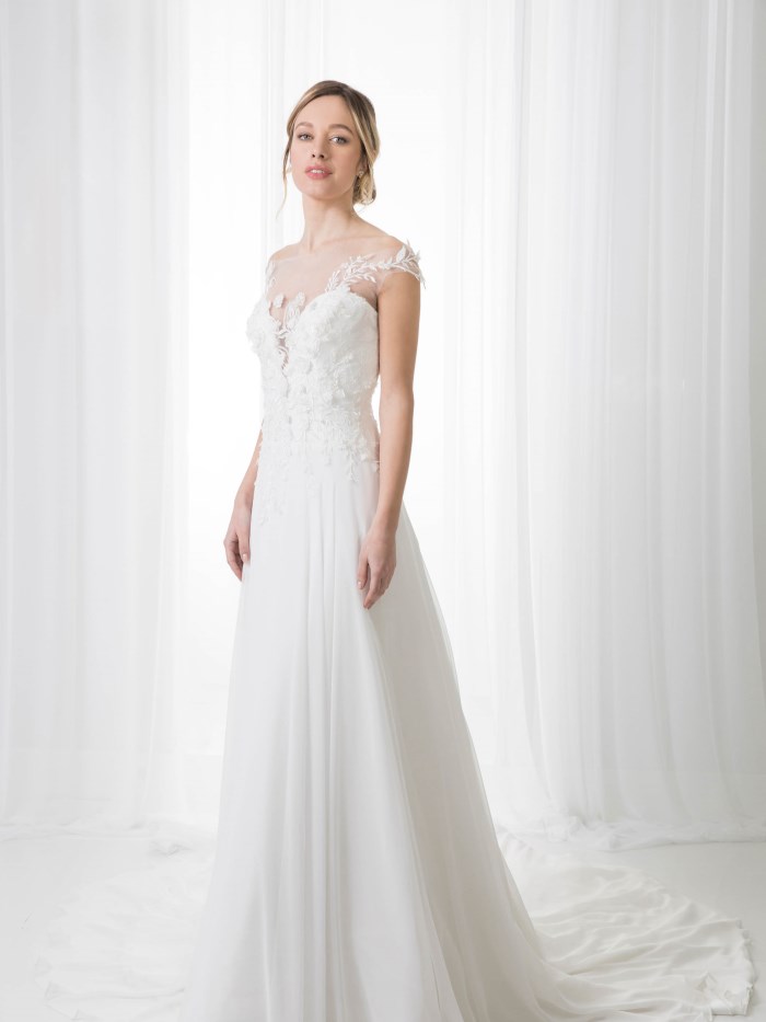 splendido abito da sposa in chiffon  - S458 